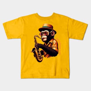 Monkey playing saxophone Kids T-Shirt